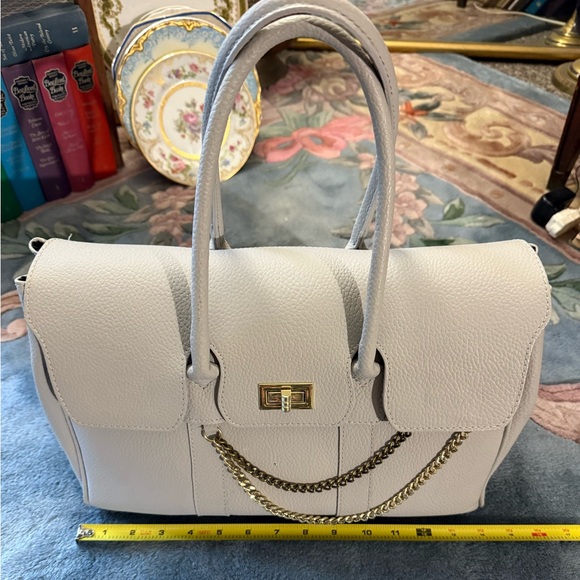 Large Gray Leather Massimo Castelli Tote Shoulder Purse Made in Florence Italy - Picture 11 of 13